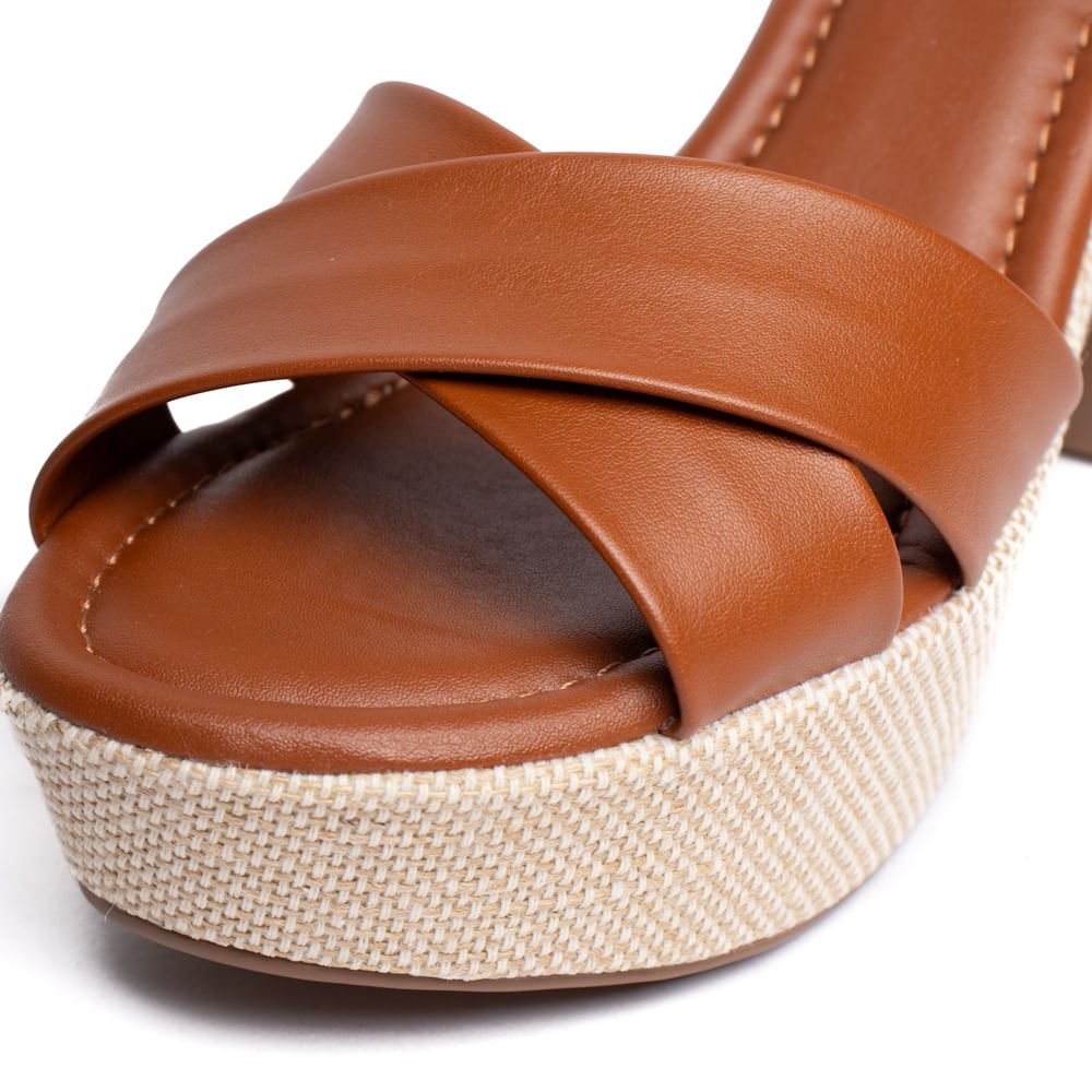 Sandália Feminina Bebecê Meia Pata Tiras Largas Marrom Marrom 5