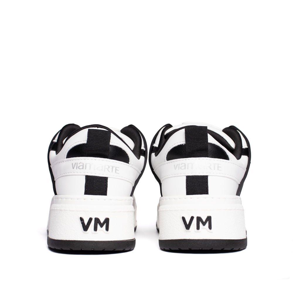 Tênis Feminino Via Marte Casual Solado Alto Branco/Preto Branco/Preto 3
