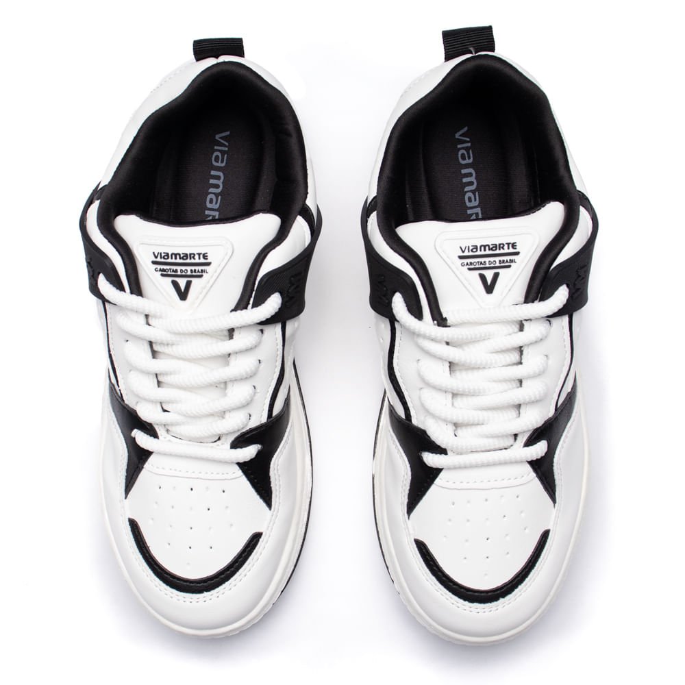 Tênis Feminino Via Marte Casual Solado Alto Branco/Preto Branco/Preto 4