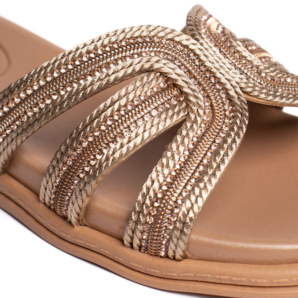 Rasteira Feminina Beira Rio Metalizada Ouro Rosado Ouro Rosado 4