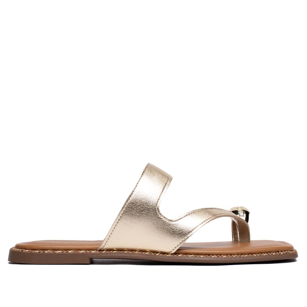 Rasteira Feminina Beira Rio Tira Dedo Metalizado Dourado Dourado 2