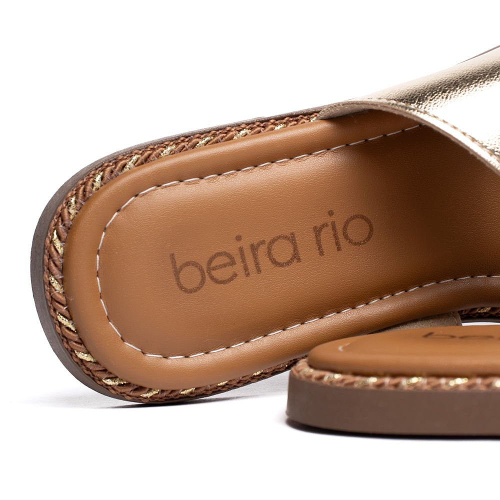 Rasteira Feminina Beira Rio Tira Dedo Metalizado Dourado Dourado 4