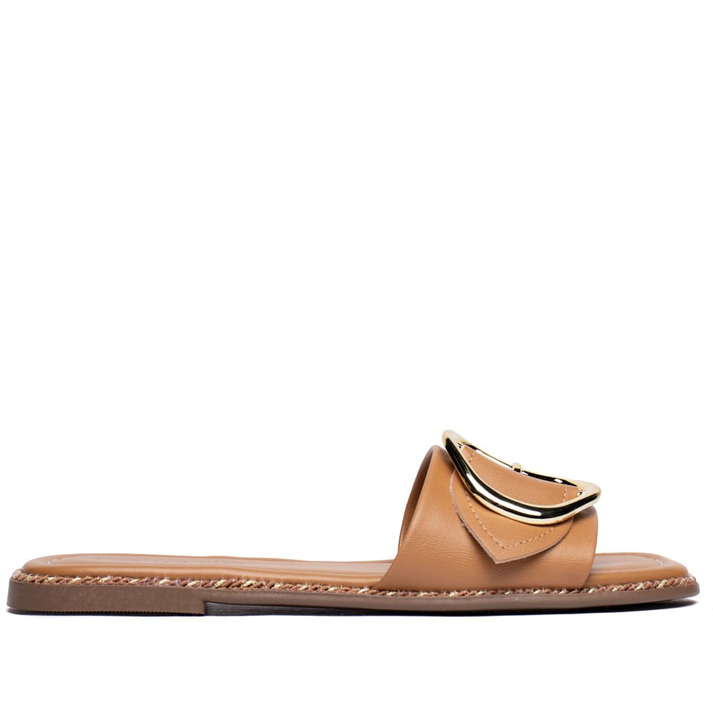 Chinelo Slide Feminino Beira Rio Napa Fivela Caramelo Caramelo 2