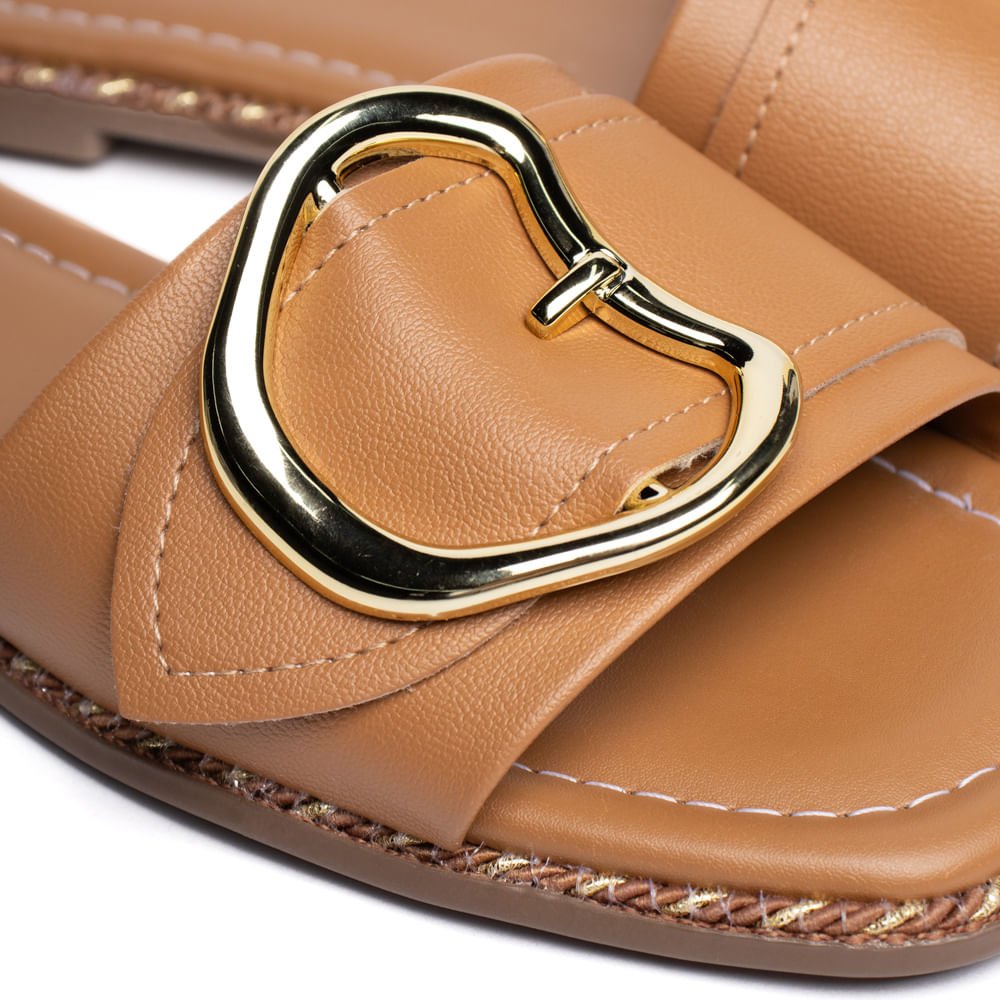 Chinelo Slide Feminino Beira Rio Napa Fivela Caramelo Caramelo 4