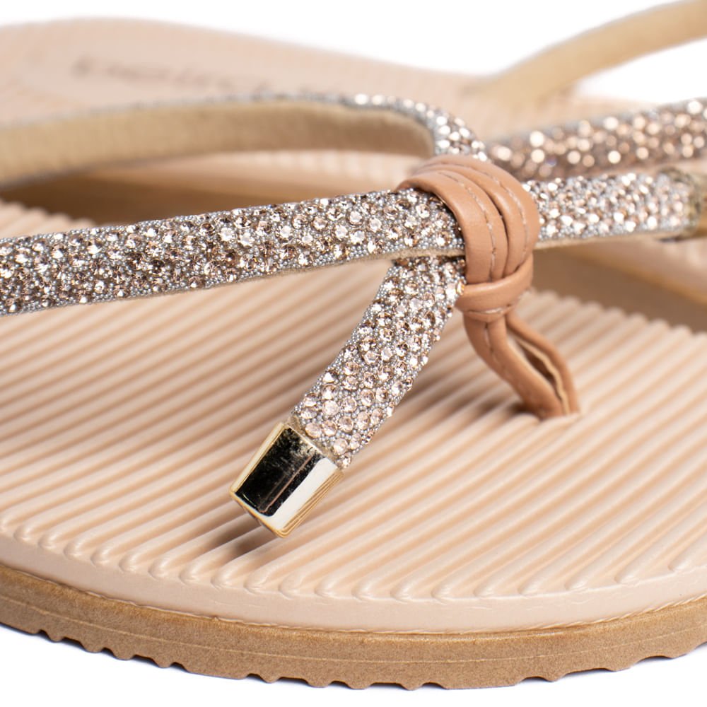 Rasteira Feminina Beira Rio Strass Nude Nude 4