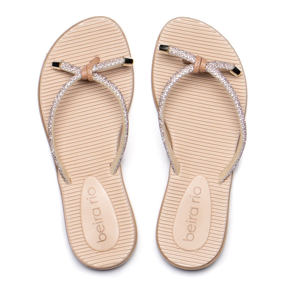 Rasteira Feminina Beira Rio Strass Nude