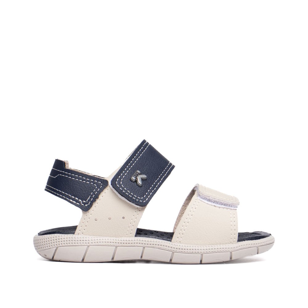 Sandália Infantil Klin Tira Aderente Cinza Claro/marinho