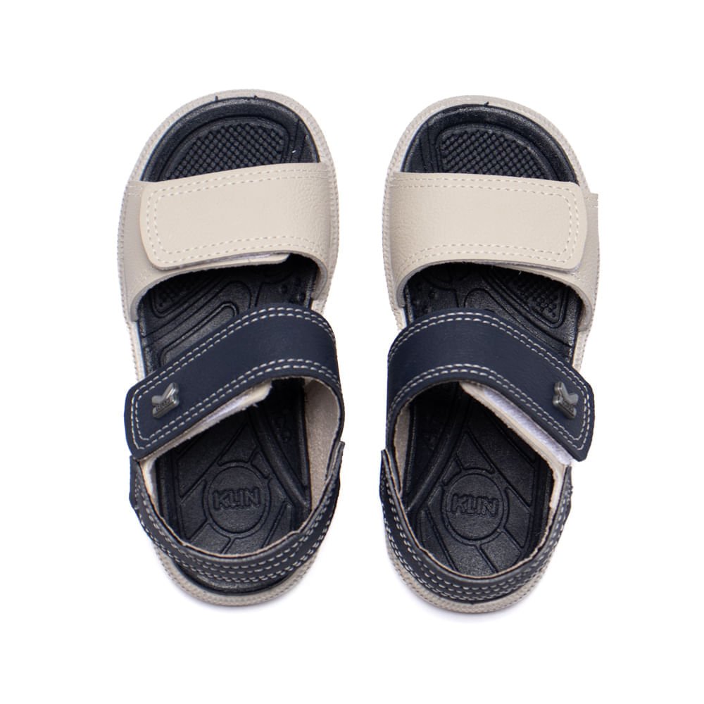 Sandália Infantil Klin Tira Aderente Cinza Claro/marinho Cinza/Azul 4