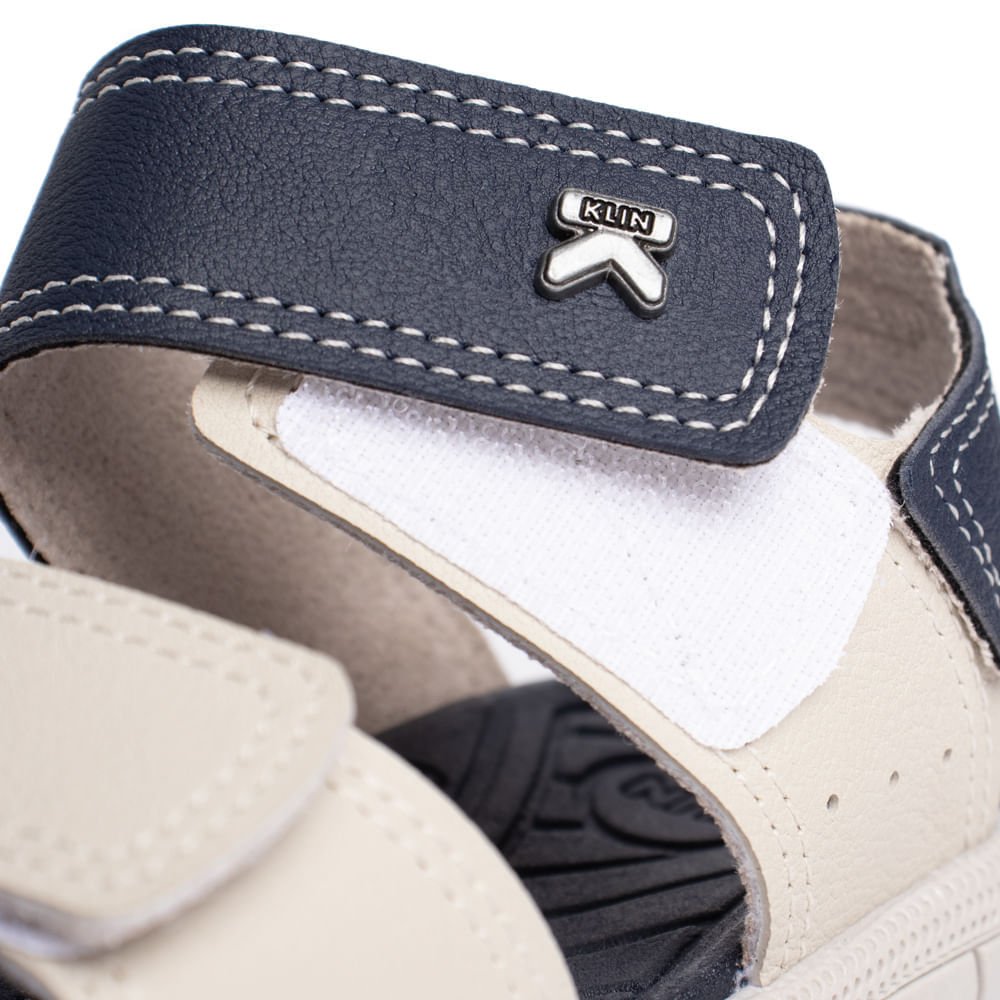 Sandália Infantil Klin Tira Aderente Cinza Claro/marinho Cinza/Azul 5