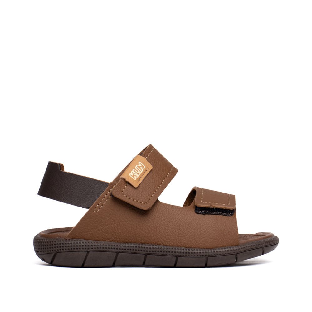 Sandália Infantil Klin Napa Tira Aderente Marrom