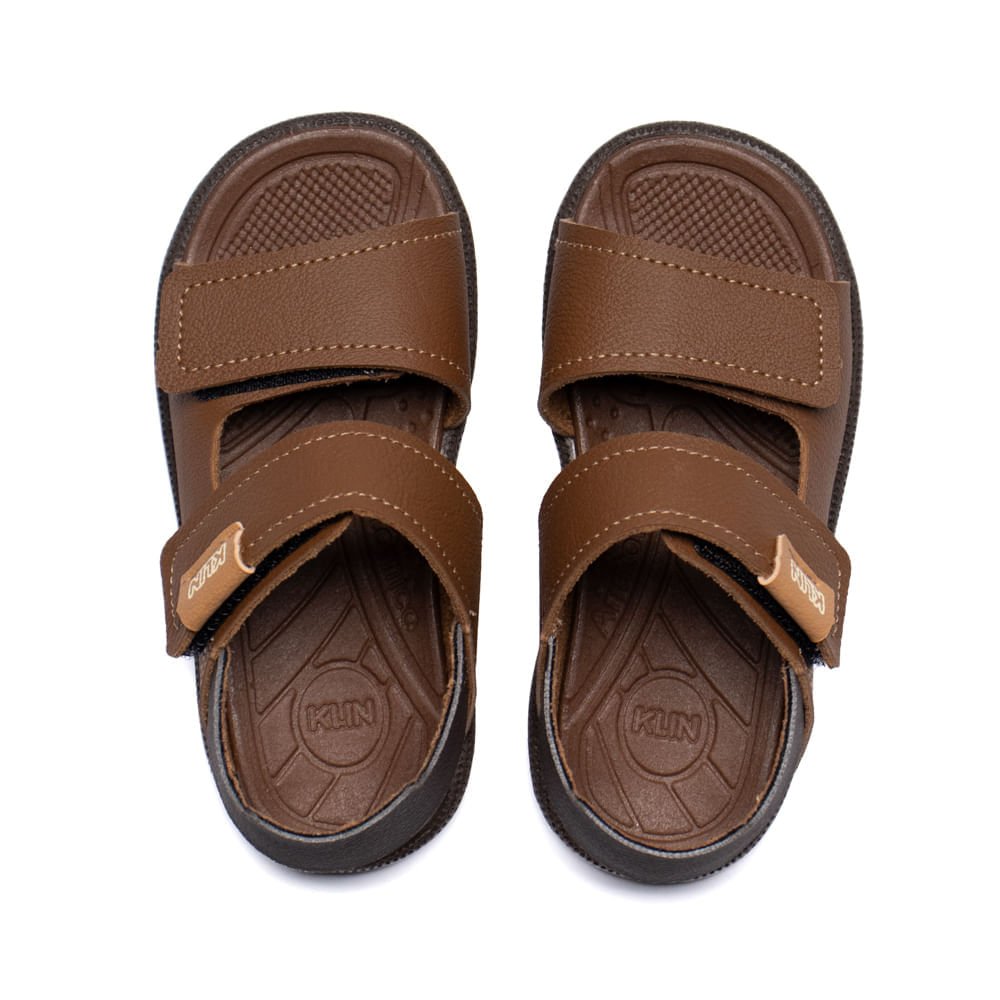 Sandália Infantil Klin Napa Tira Aderente Marrom Marrom 4