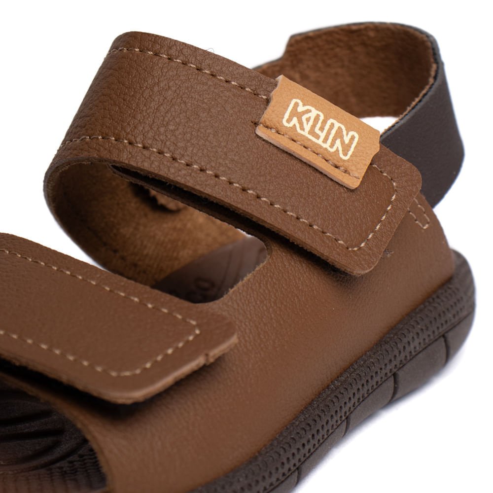 Sandália Infantil Klin Napa Tira Aderente Marrom Marrom 5
