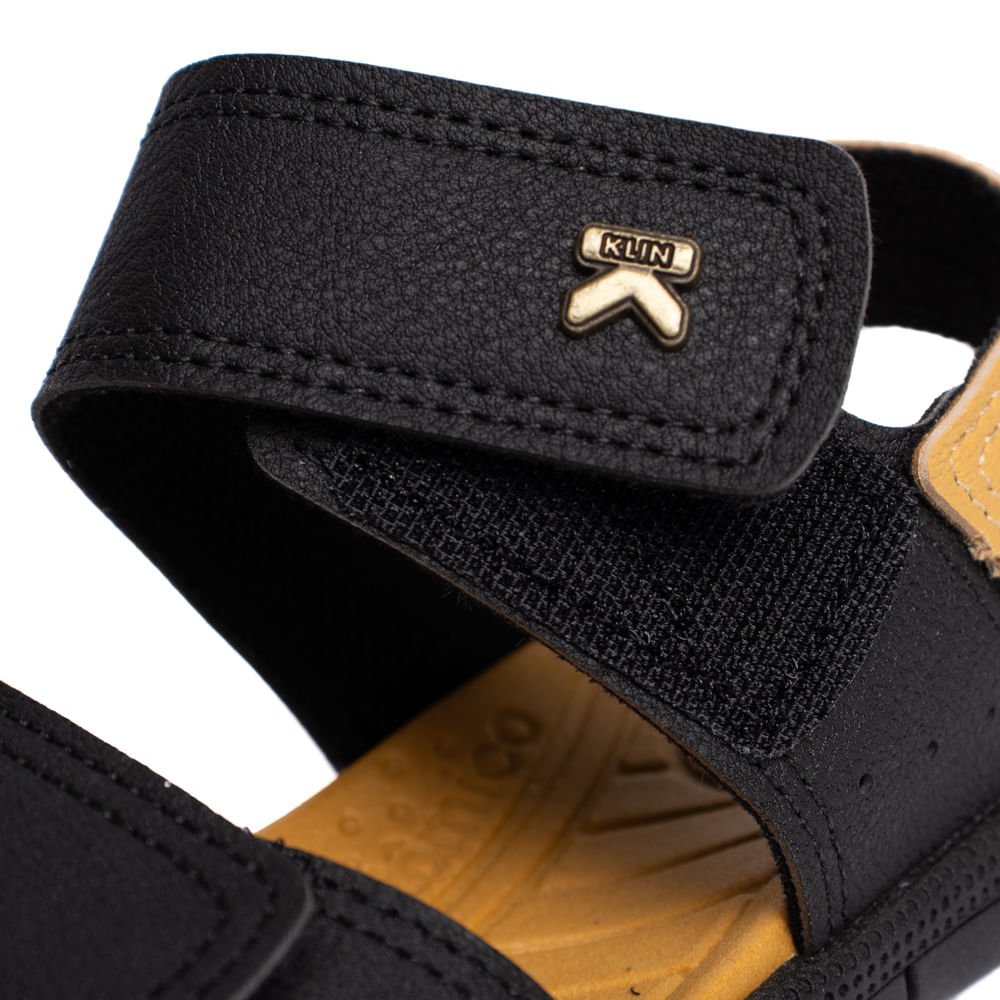 Sandália Infantil Klin Napa Tira Aderente Preto Preto 5