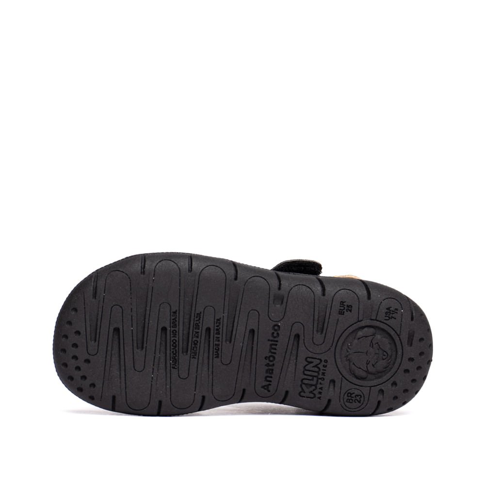 Sandália Infantil Klin Napa Tira Aderente Preto Preto 2