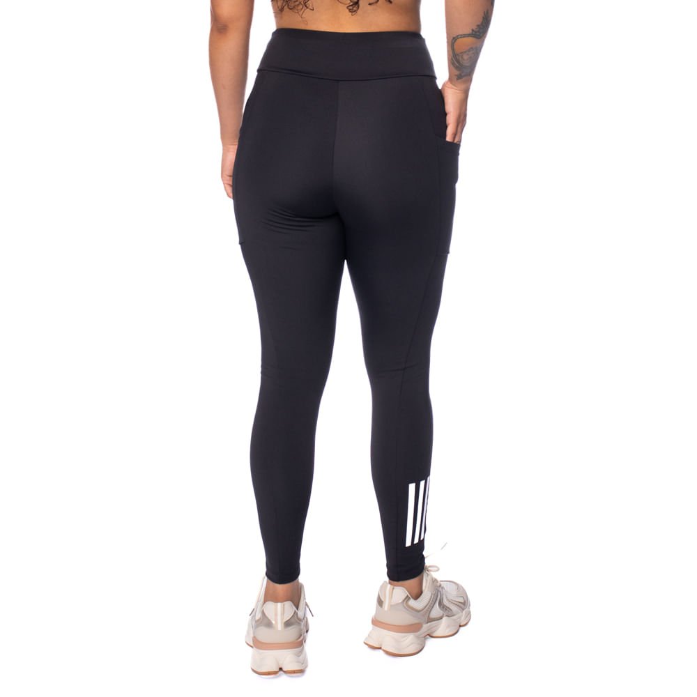 Calça Legging Feminina Adidas 3 Listras com Bolso Preta Preto 2