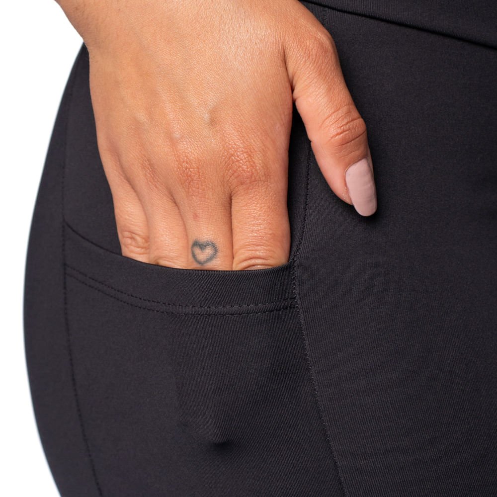 Calça Legging Feminina Adidas 3 Listras com Bolso Preta Preto 4