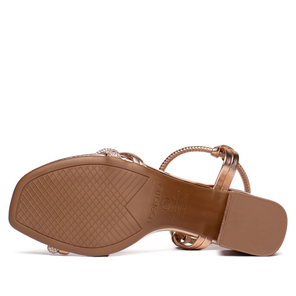 Sandália Feminina Beira Rio Salto Glitter Ouro Rosado Ouro Rosado 2