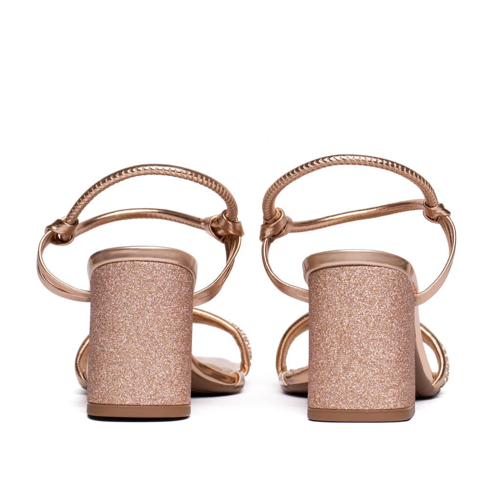 Sandália Feminina Beira Rio Salto Glitter Ouro Rosado Ouro Rosado 3