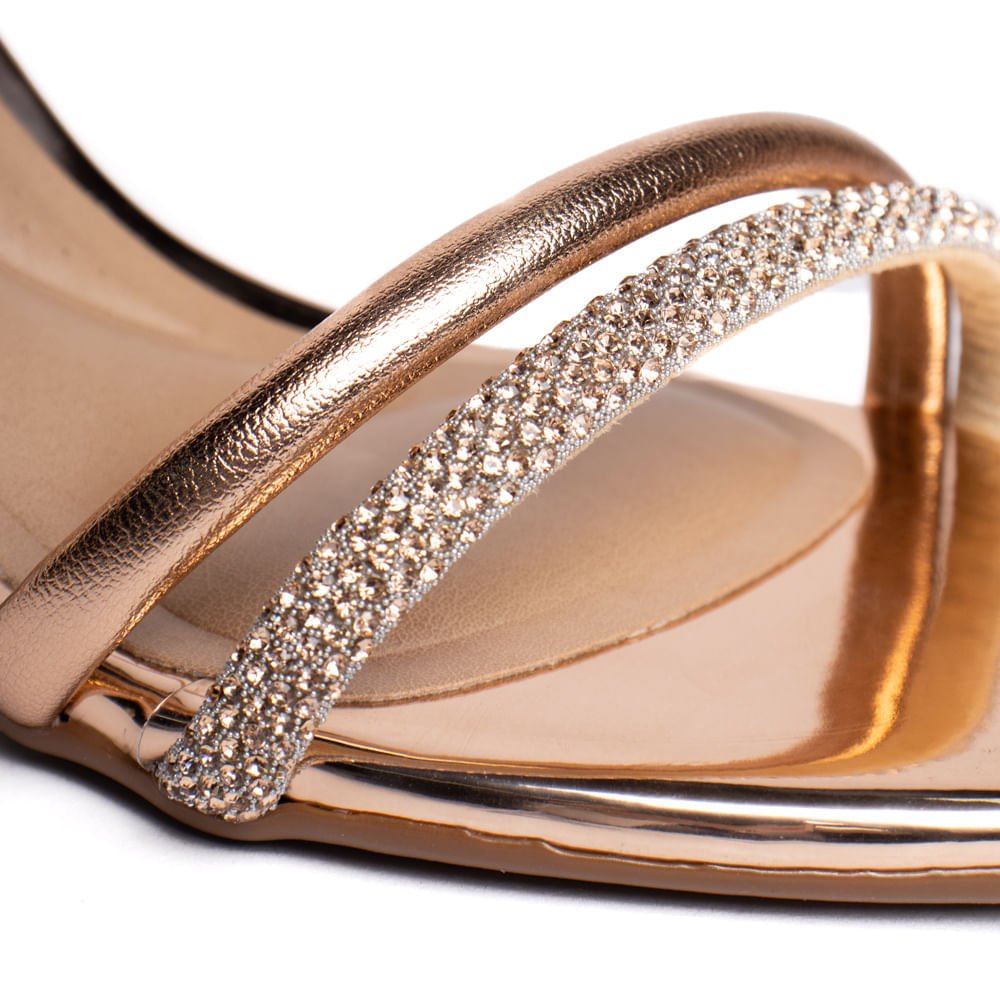 Sandália Feminina Beira Rio Salto Glitter Ouro Rosado Ouro Rosado 5