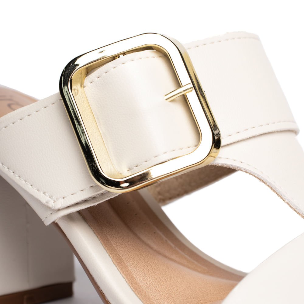 Tamanco Feminino Beira Rio Fivela Salto Bloco Off White Off White 5