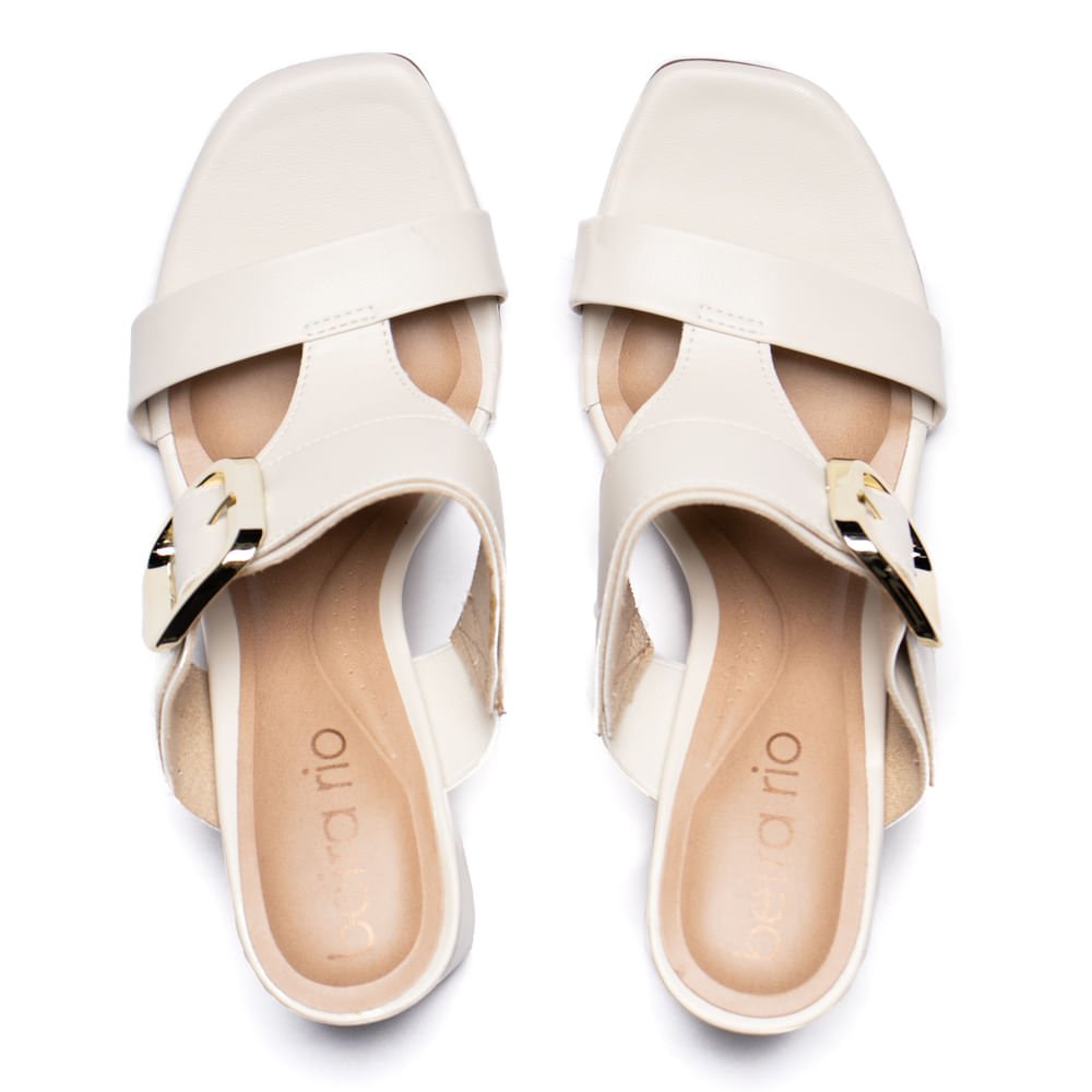 Tamanco Feminino Beira Rio Fivela Salto Bloco Off White Off White 4