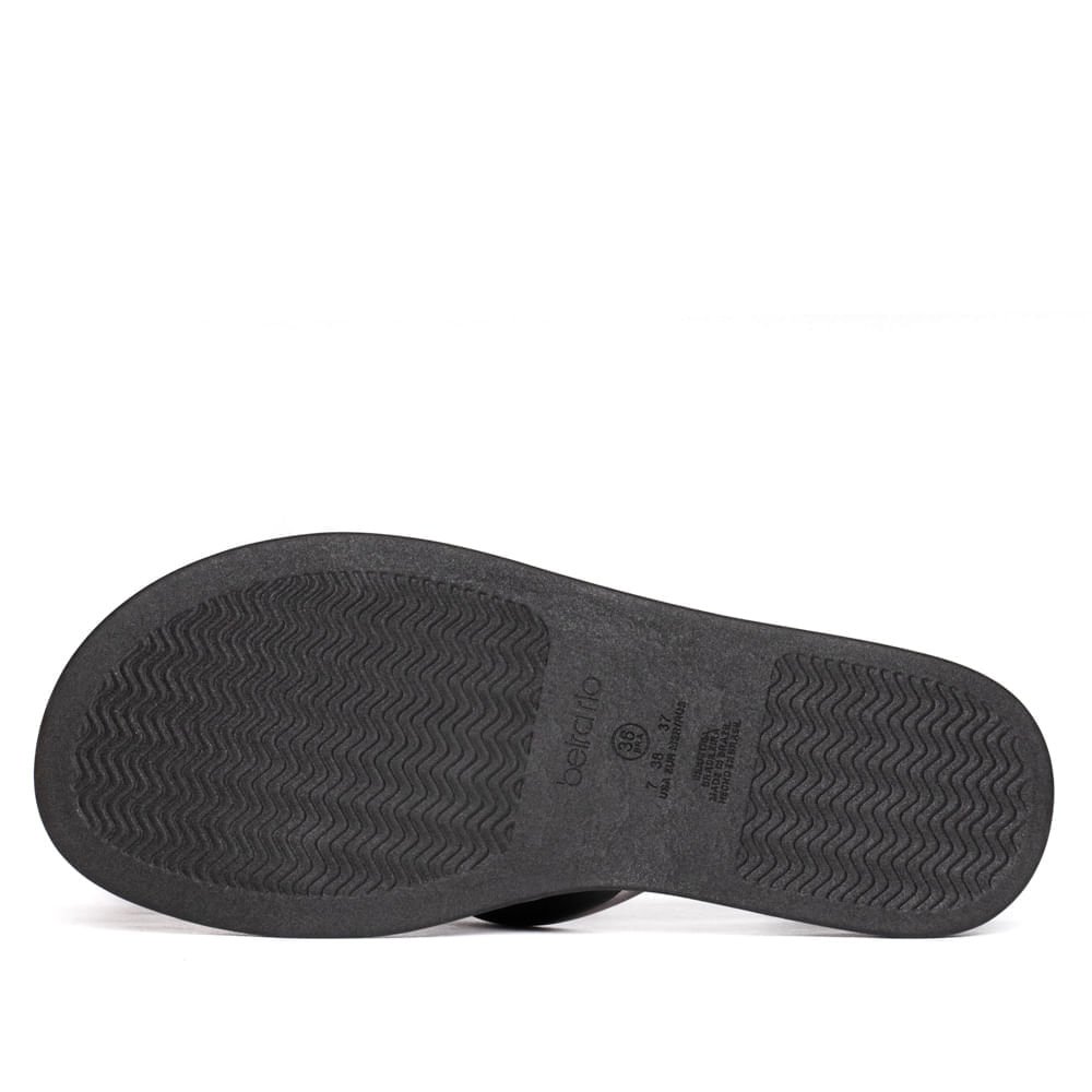 Chinelo Feminino Beira Rio Flatform Tiras Strass e Metalizado Preto Preto 3