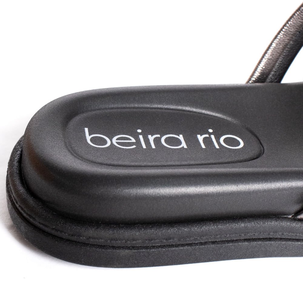 Chinelo Feminino Beira Rio Flatform Tiras Strass e Metalizado Preto Preto 5