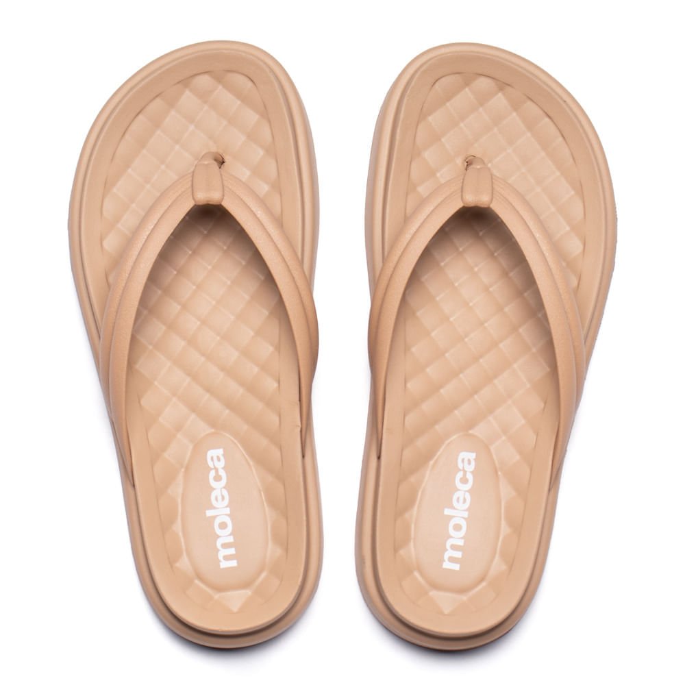 Chinelo Feminino Moleca Tira De Dedo Flatform Nude