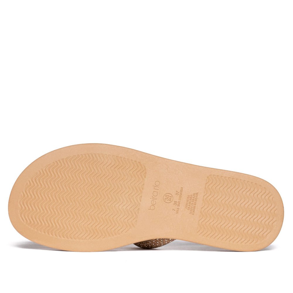 Chinelo Feminino Beira Rio Flatform Tiras Strass e Metalizad Bege 3