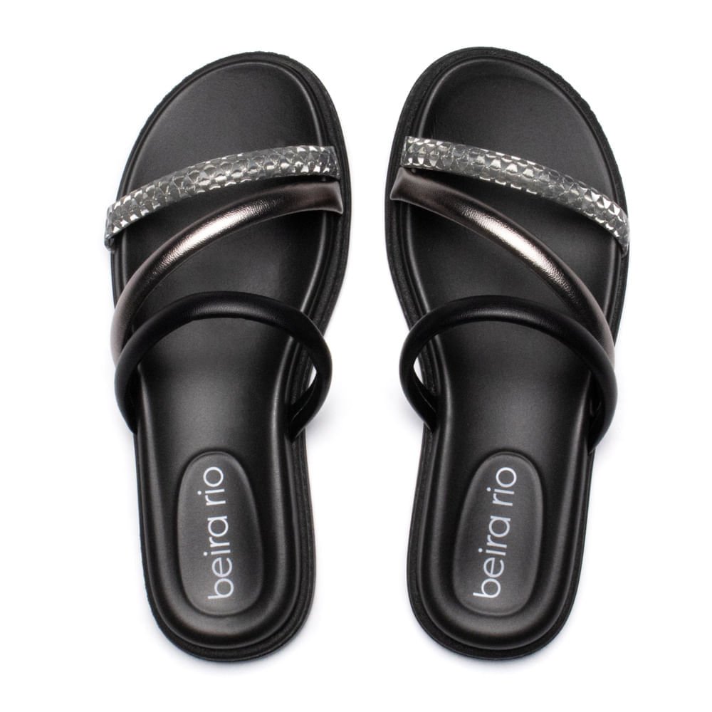 Chinelo Feminino Beira Rio Flatform Três Tiras Preto