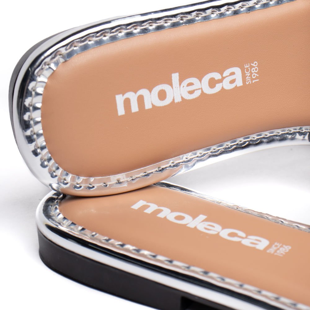 Rasteira Feminina Moleca Napa Preto/Prata Preto/Prata 5