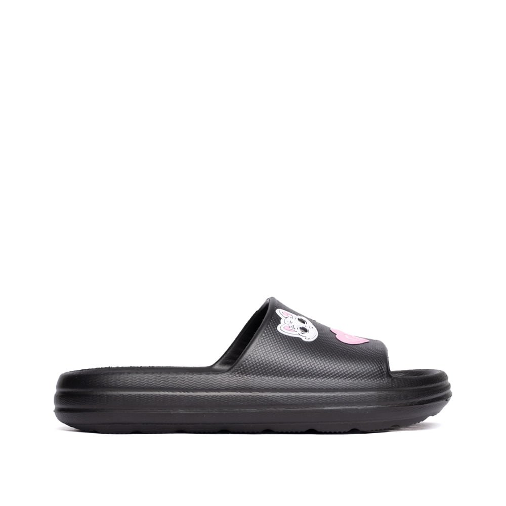 Chinelo Slide Infantil Molekinha Aplicações Eva Preto Preto 2