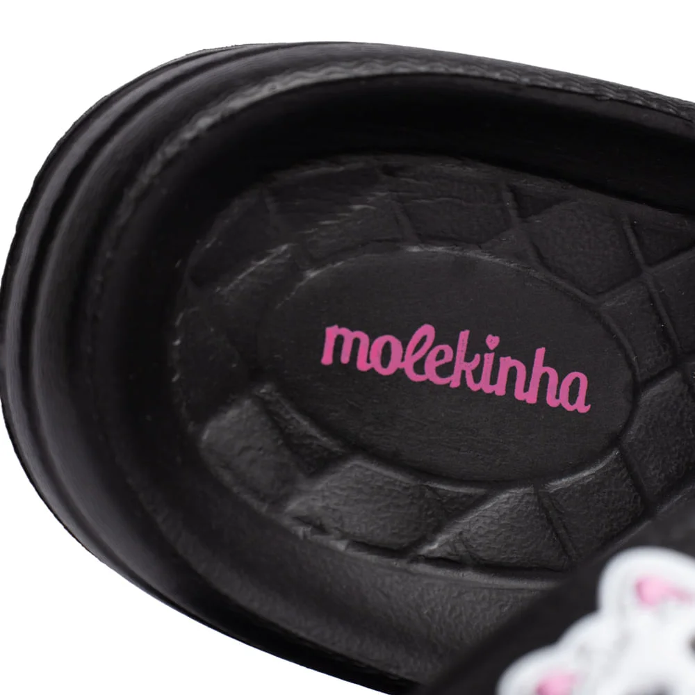 Chinelo Slide Infantil Molekinha Aplicações Eva Preto Preto 5