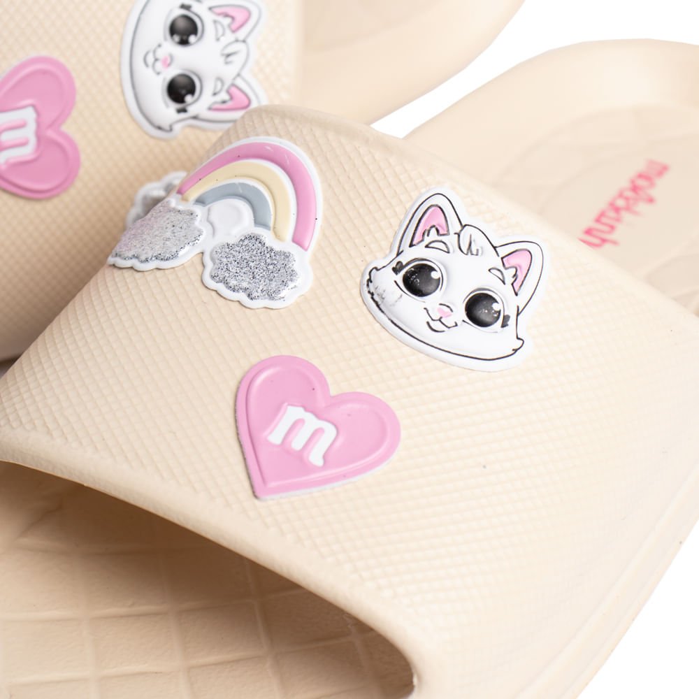 Chinelo Slide Infantil Molekinha Aplicações Eva Creme Creme 4