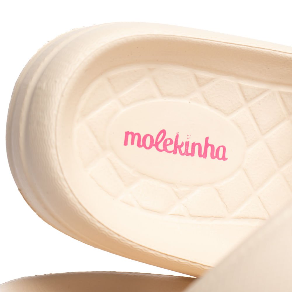 Chinelo Slide Infantil Molekinha Aplicações Eva Creme Creme 5