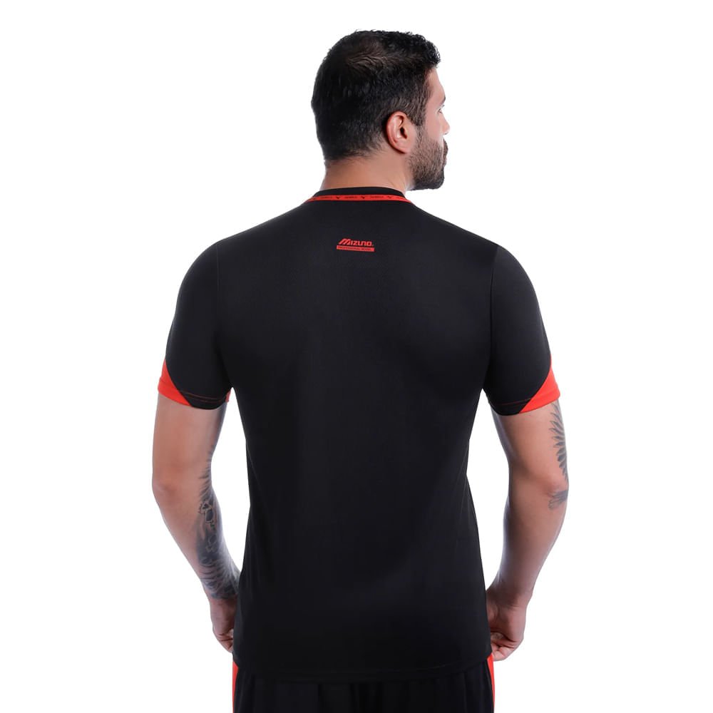 Camisa Masculina Mizuno Morelia Manga Curta Preto/Vermelho Preto/Vermelho 2