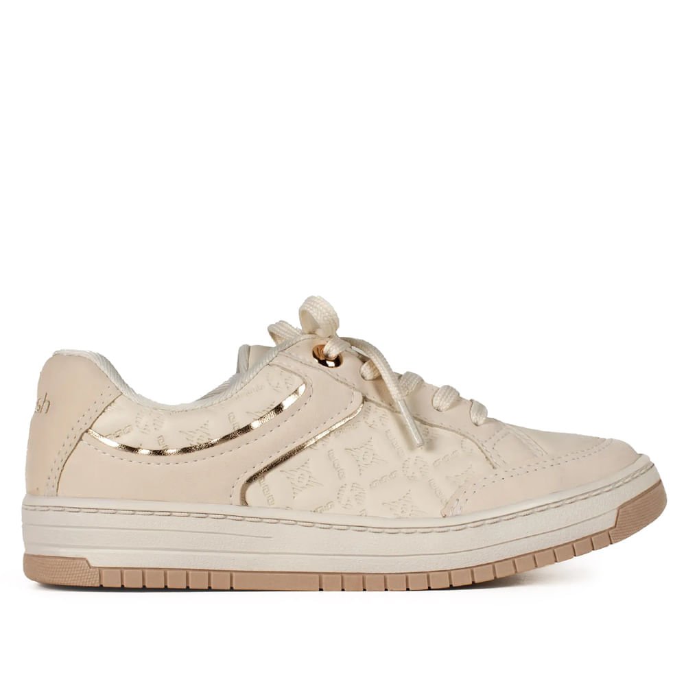 Tênis Feminino Kolosh Casual com Detalhe Metalizado Bege