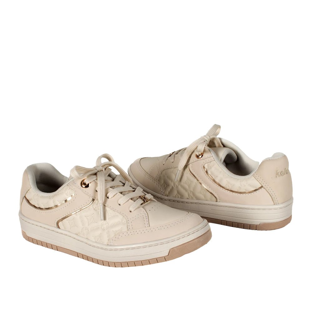Tênis Feminino Kolosh Casual com Detalhe Metalizado Bege Bege 3