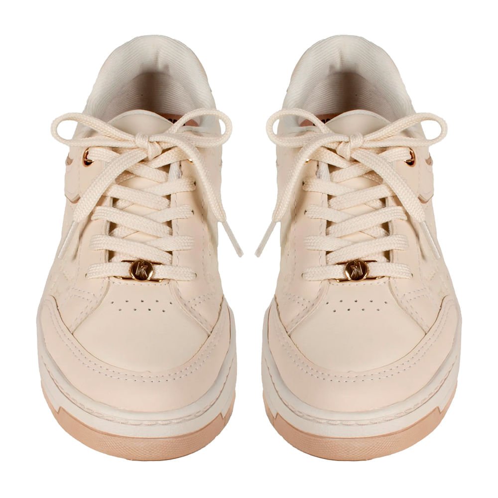 Tênis Feminino Kolosh Casual com Detalhe Metalizado Bege Bege 4