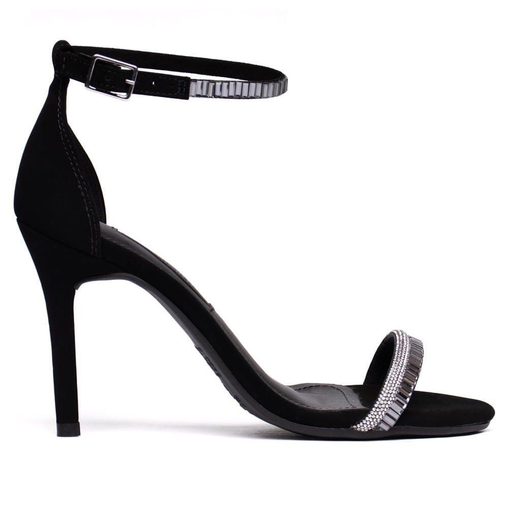 Sandália Feminina Via Marte Nobuck Salto Alto Preto