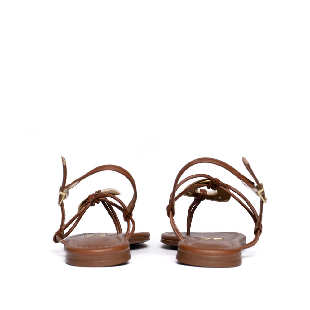 Sandália Rasteira Feminina Vizzano Tiras Finas Adorno Marrom Marrom 3