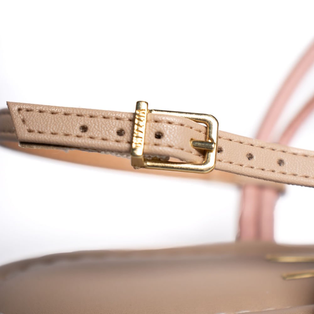 Sandália Rasteira Feminina Vizzano Tiras Finas Strass Nude Nude 6