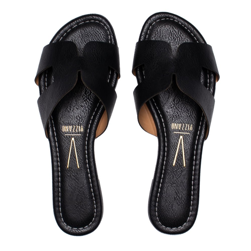 Rasteira Feminina Vizzano com Recortes Preto