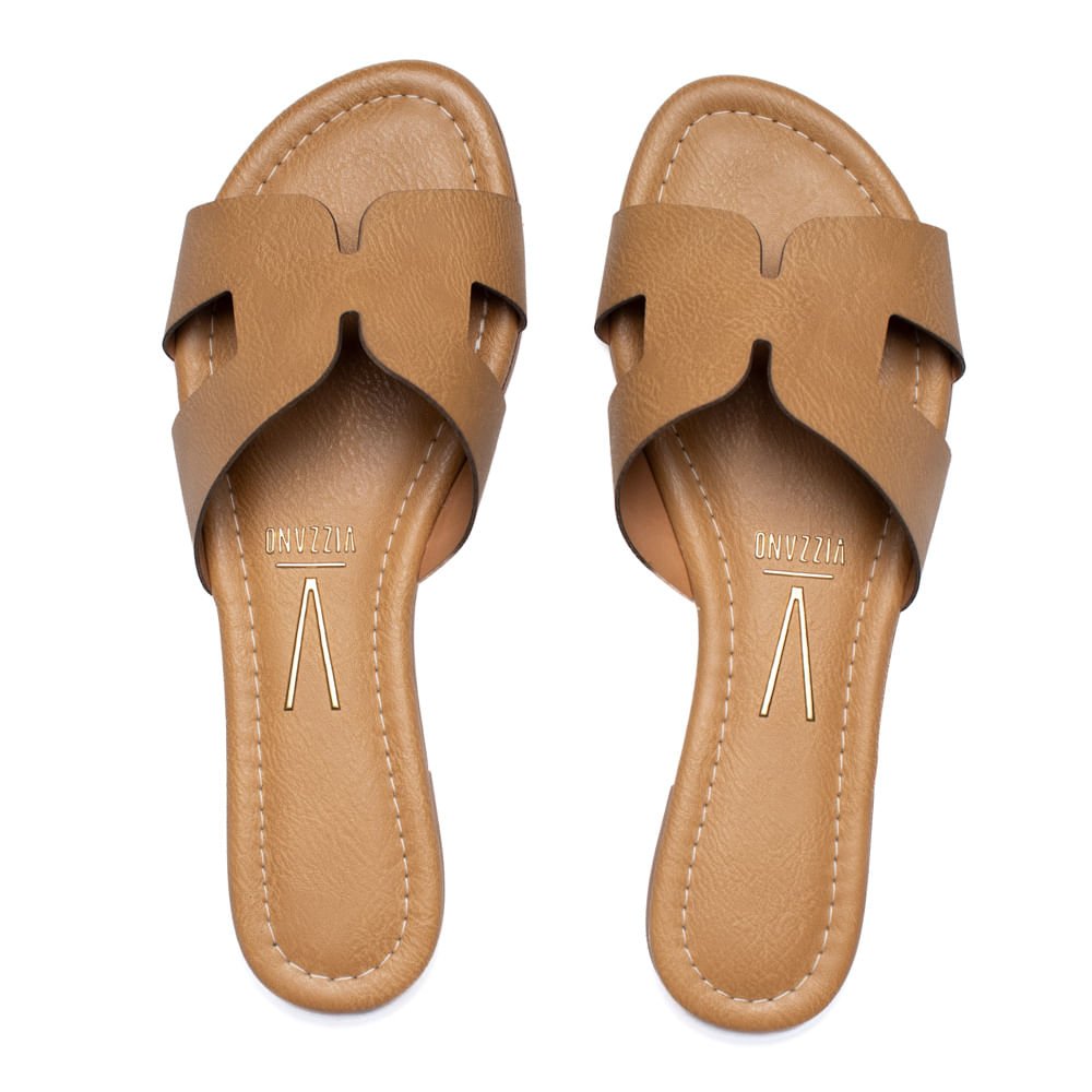 Rasteira Feminina Vizzano com Recortes Areia