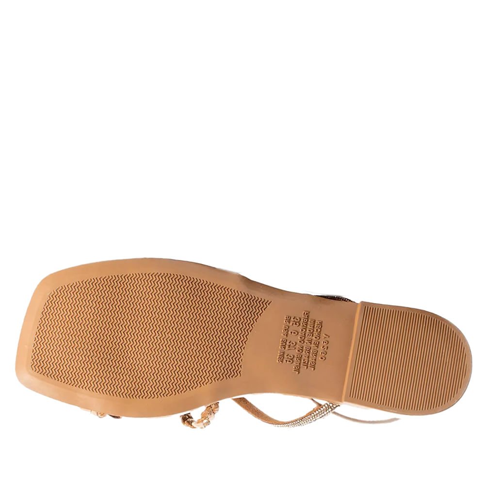 Sandália Rasteira Feminina Dakota com tranças e Strass Bege Bege 2