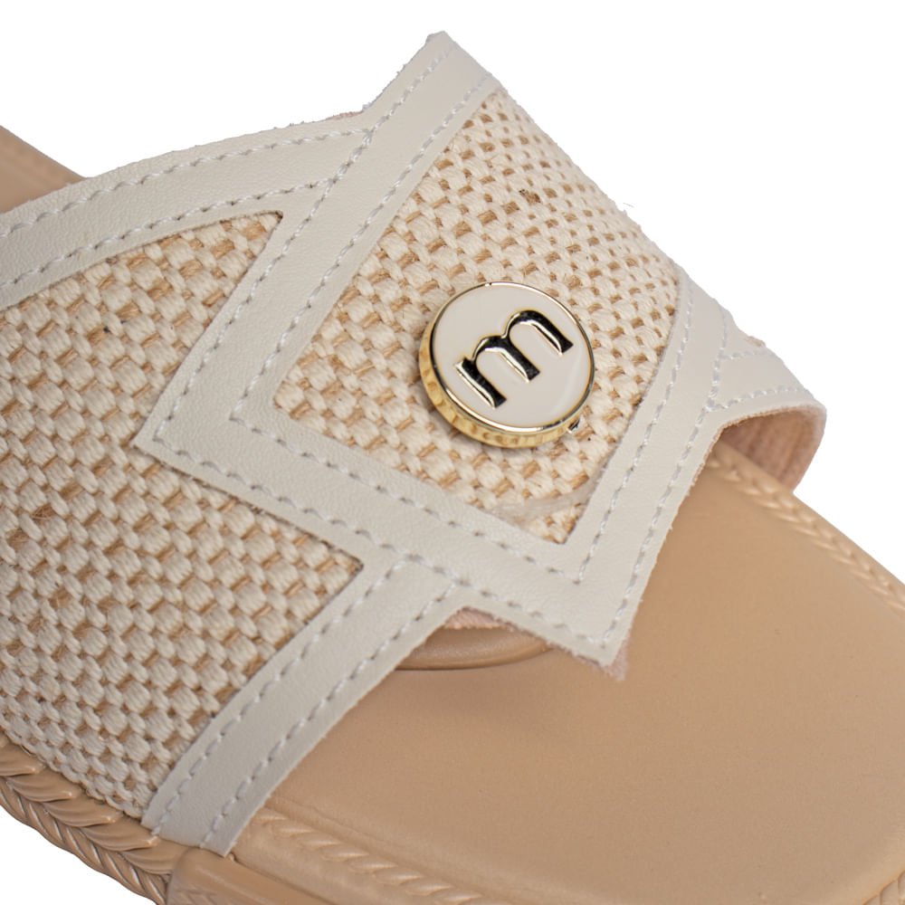Rasteira Feminina Moleca Tecido Tramado Bege Claro Bege Claro 5