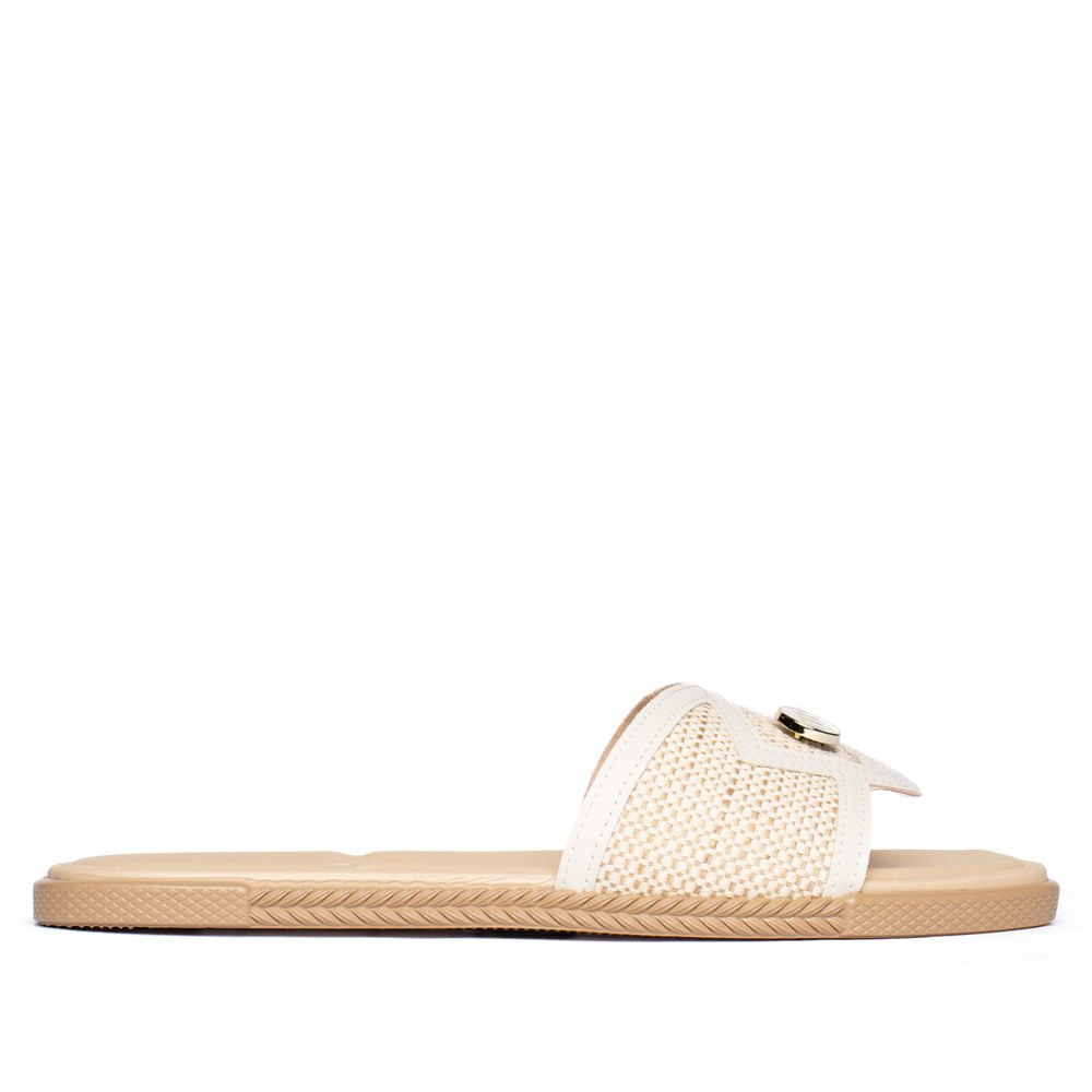 Rasteira Feminina Moleca Tecido Tramado Bege Claro Bege Claro 2