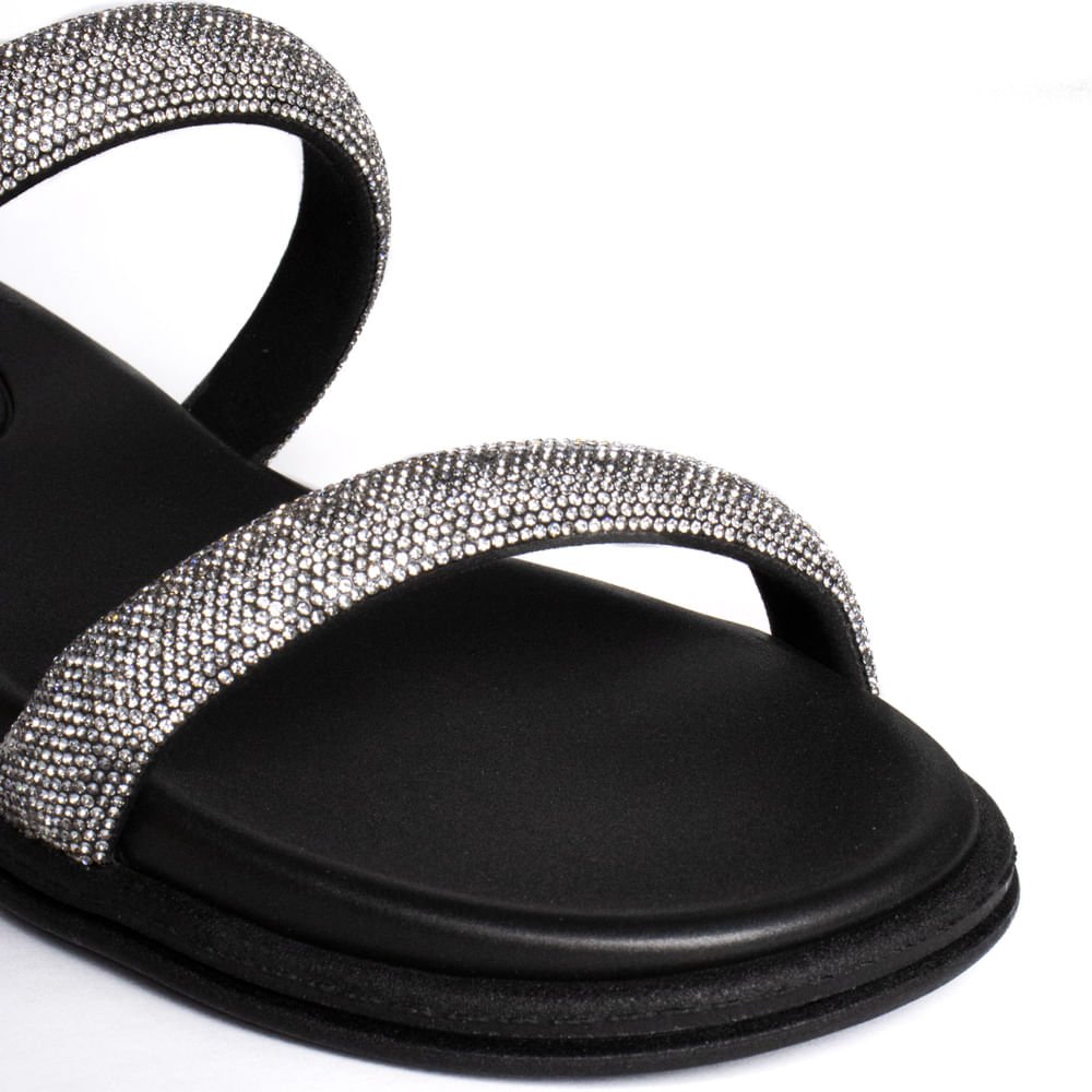 Chinelo Slide Feminino Beira Rio Strass Flatform Preto Preto 4