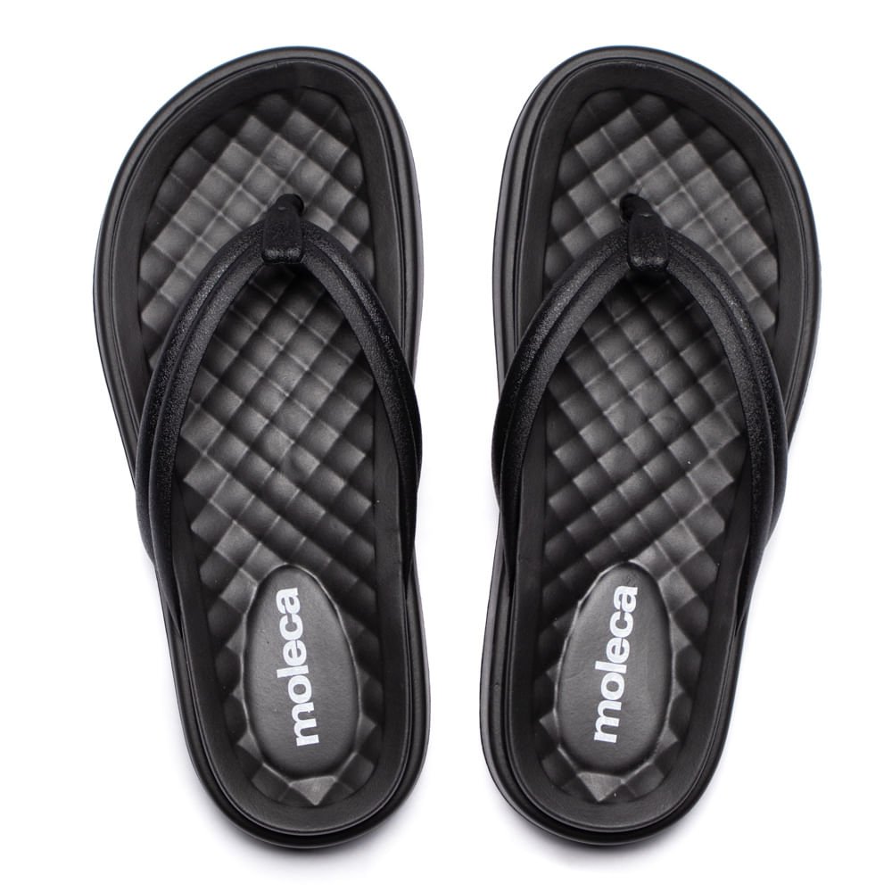 Chinelo Feminino Moleca Tira De Dedo Flatform Preto