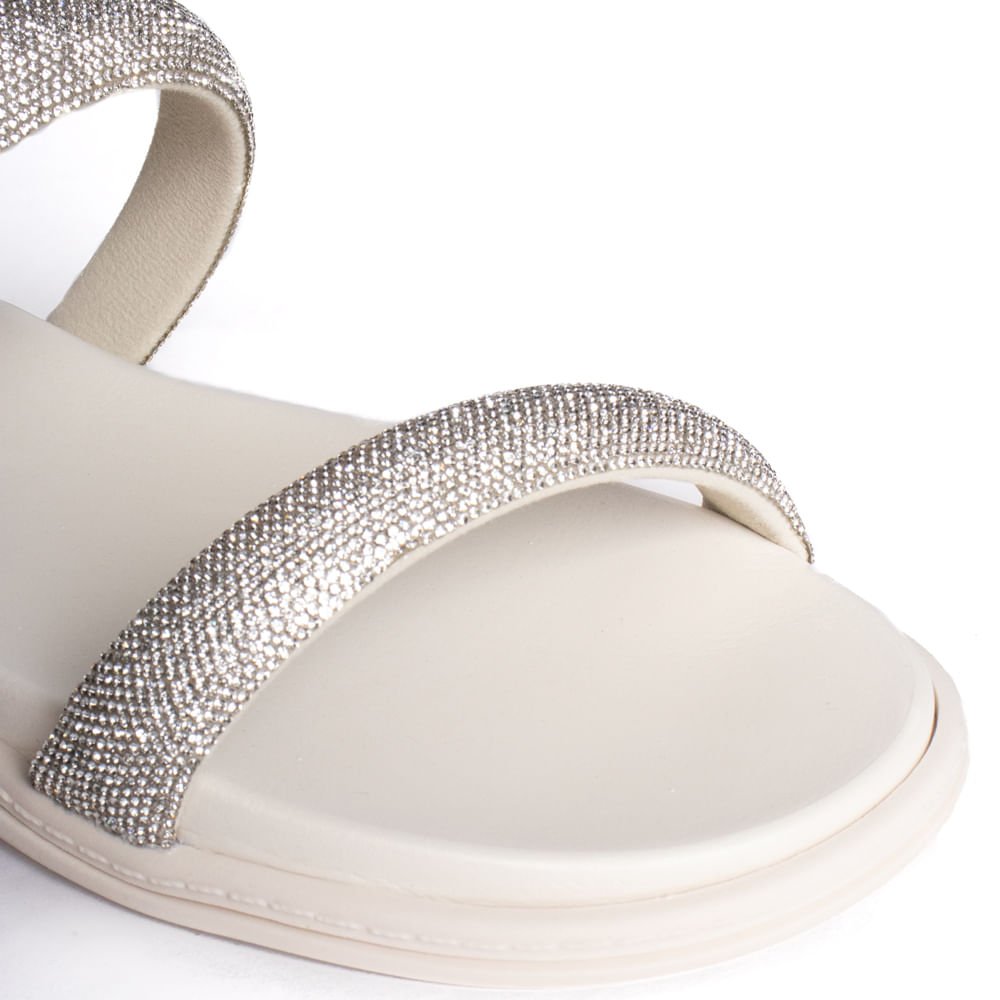 Chinelo Slide Feminino Beira Rio Strass Flatform Branco Branco 4